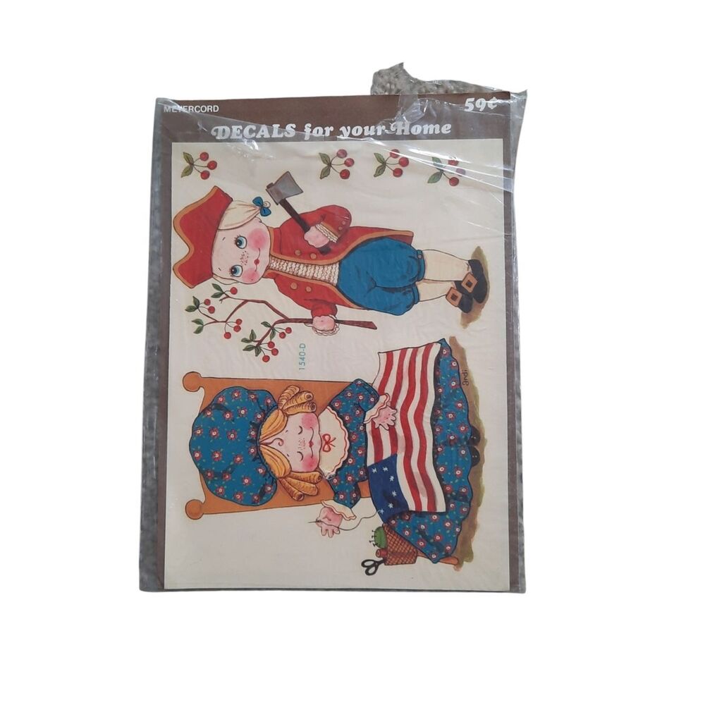 Vintage Patriotic Children Wall Decals - Red, Blue, Cream